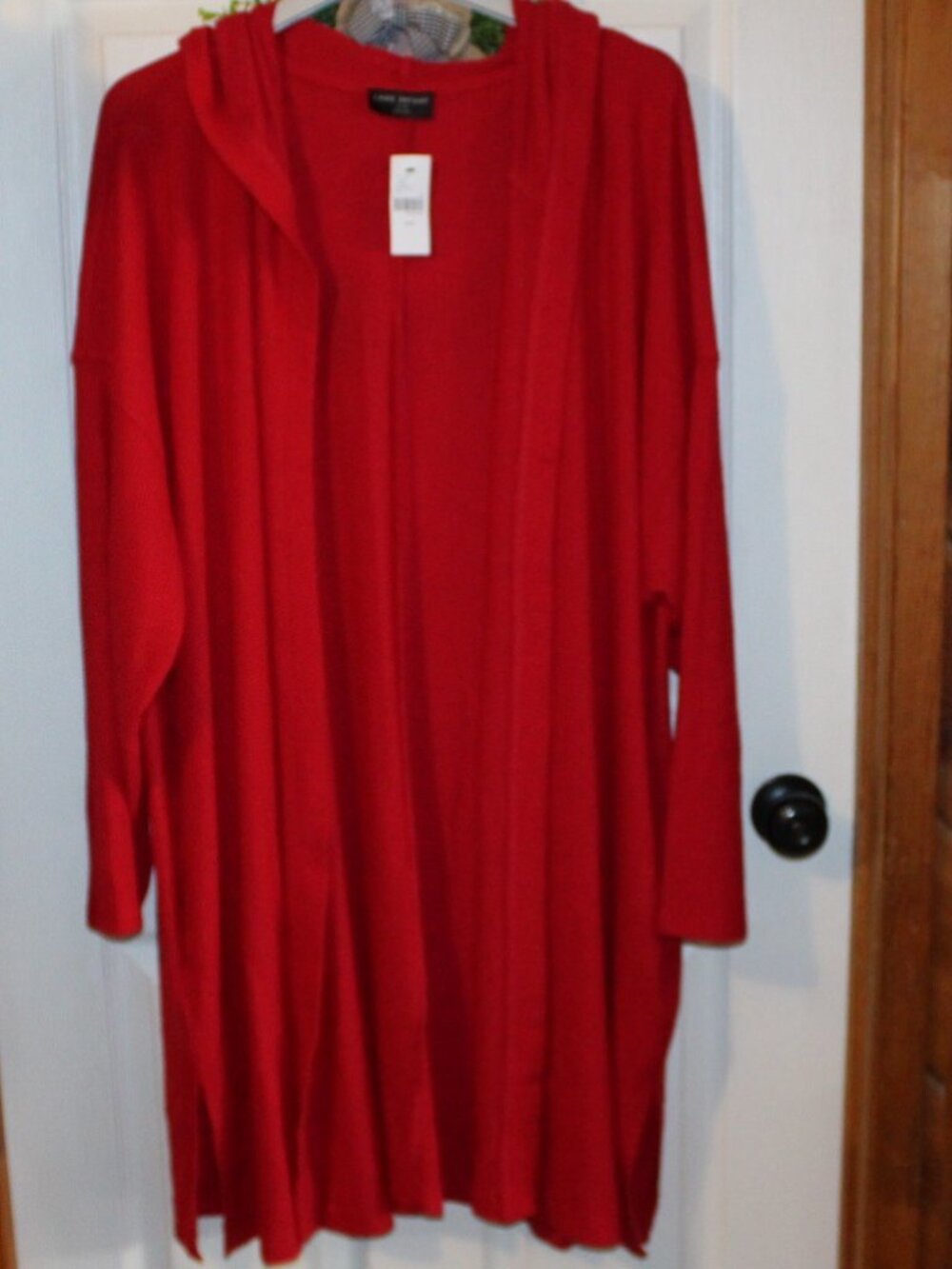 NWT Lane Bryant Super soft 3/4 length, hood, cardigan 26/28W RED, pretty!